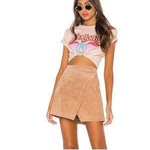 Blank NYC Asymmetrical Camel Suede Mini Skirt